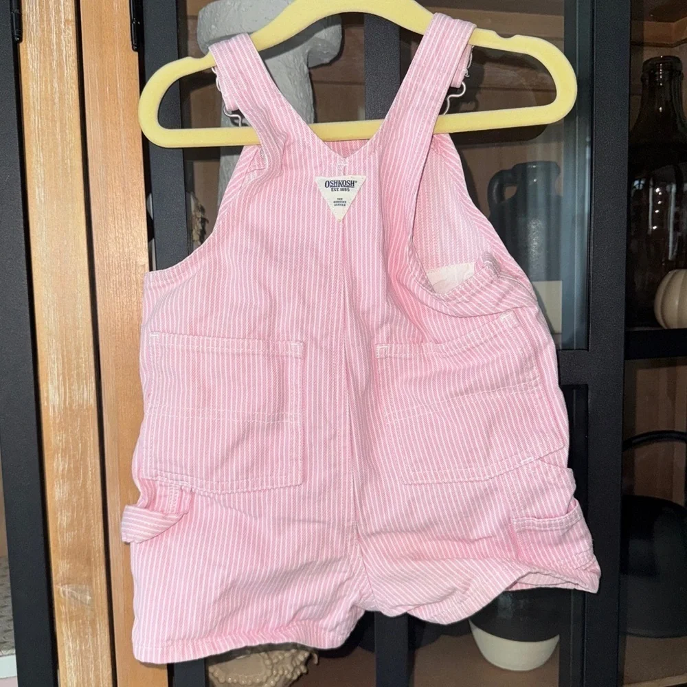 Vintage 2005 OshKosh B’Gosh overalls romper stiped shortall baby girl y2k